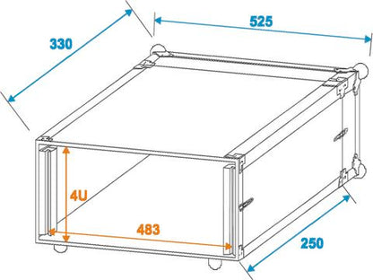 Rackcase 4HE Trä Effekt/Grund 24 cm