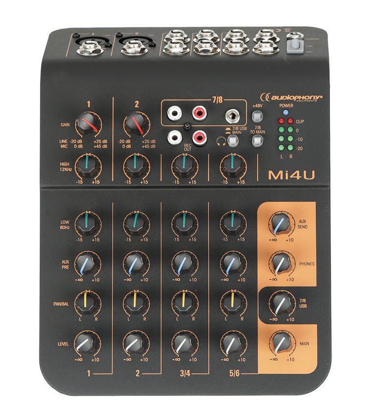 Audiophony Mi4U Kompakt Mixer USB - 4 Kanaler Podcast