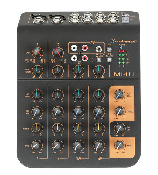 Audiophony Mi4U Kompakt Mixer USB - 4 Kanaler Podcast