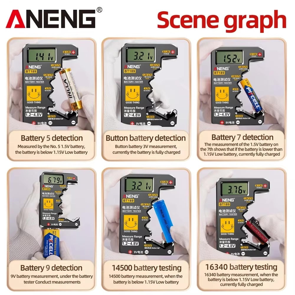 Digital Batteritestare B189 - Svart