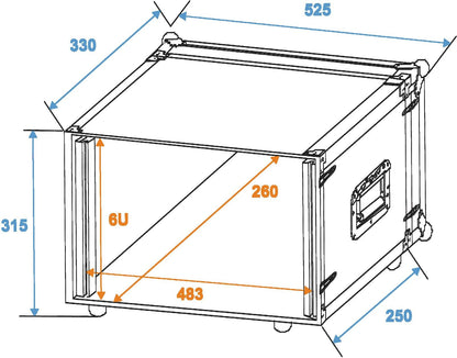 Rackcase 6HE Trä Effekt/Grund 24 cm