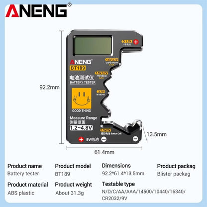 Digital Batteritestare B189 - Svart